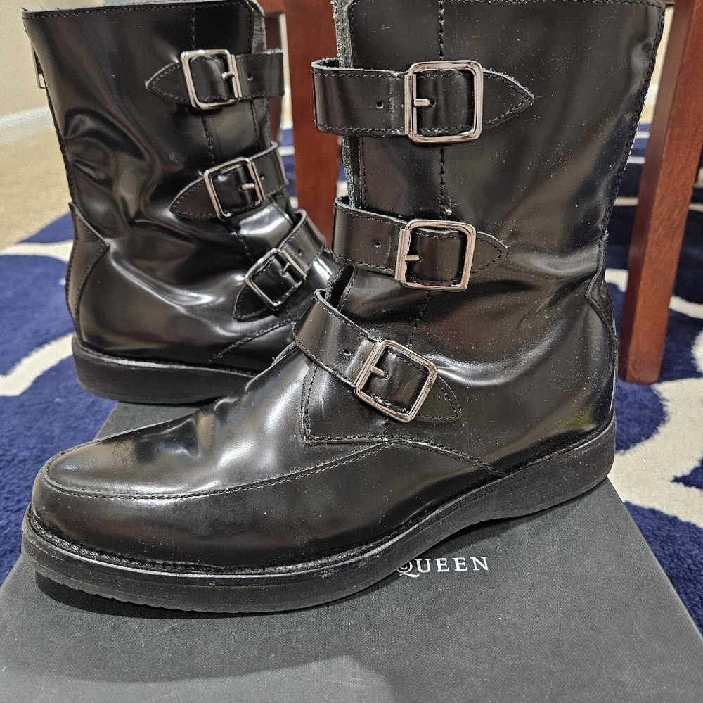 Alexander McQueen Black Creeper Buckle Strap Boots - Picture 5 of 11